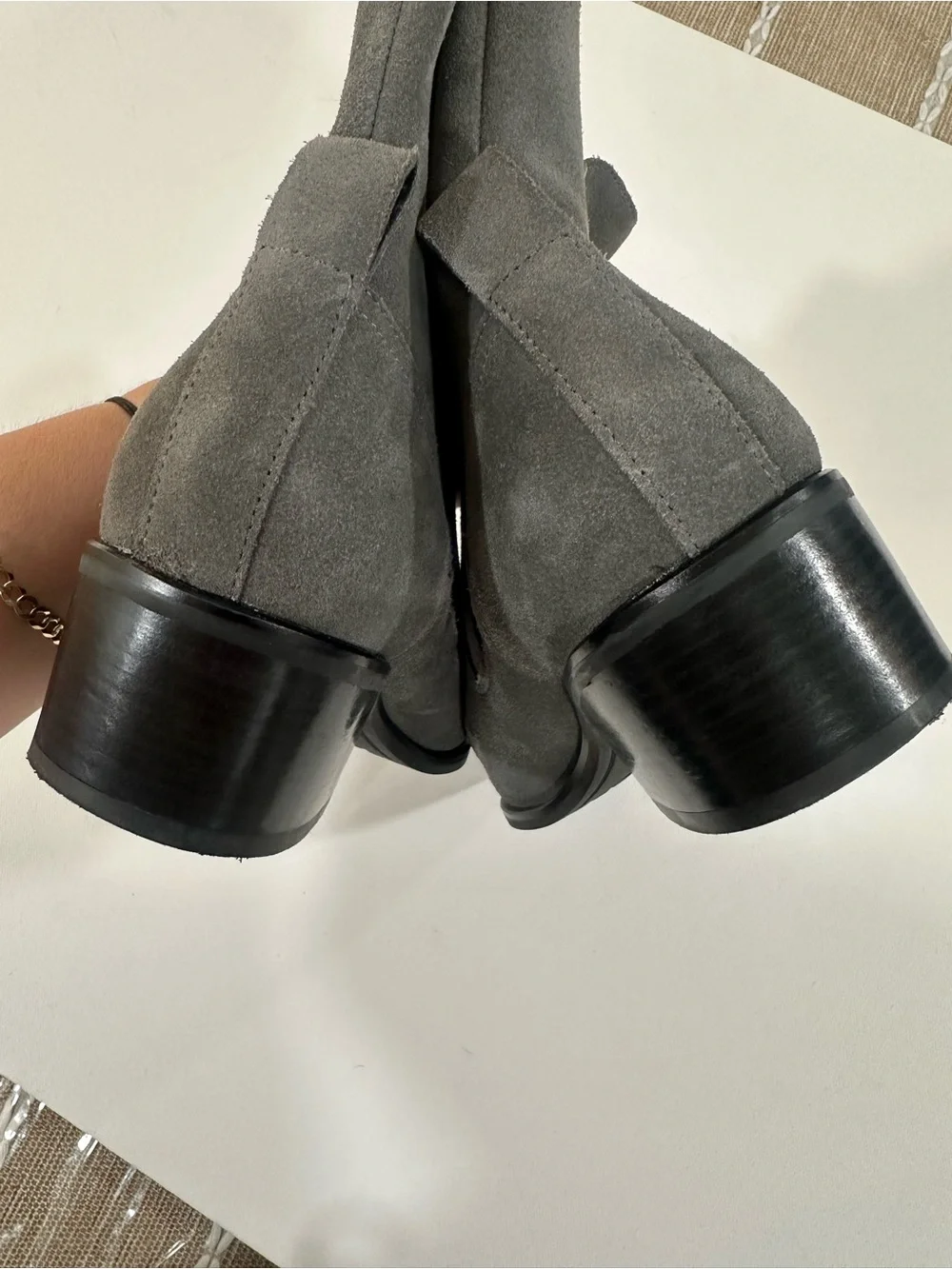 Cole Haan Grand 360 Gray Faux Suede Ankle Boots Size 8B Side Zip Booties
